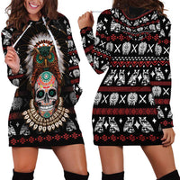 Warrior Of Indian Skull Hoodie Dress Native American - Wonder Print Shop