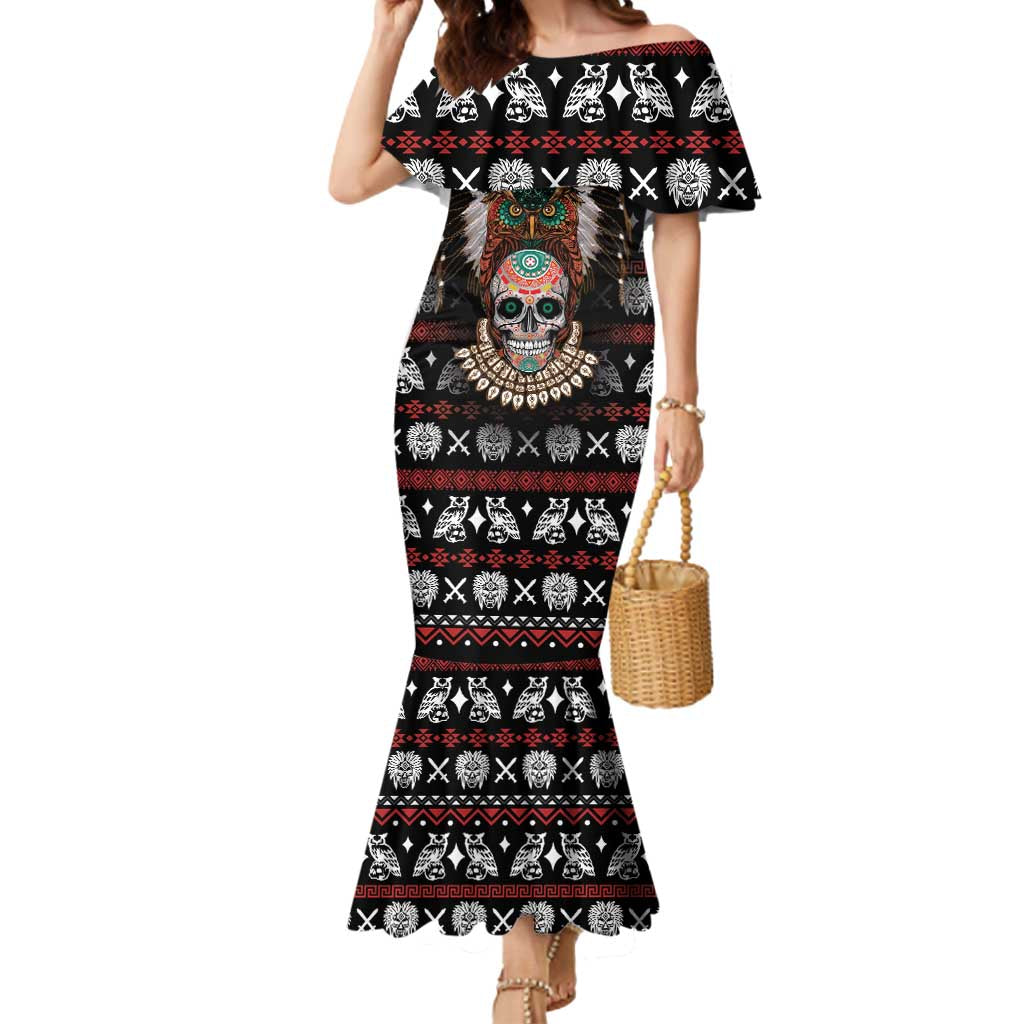 Warrior Of Indian Skull Mermaid Dress Native American - Wonder Print Shop