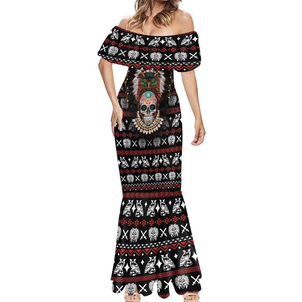 Warrior Of Indian Skull Mermaid Dress Native American - Wonder Print Shop