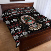 Warrior Of Indian Skull Quilt Bed Set Native American - Wonder Print Shop