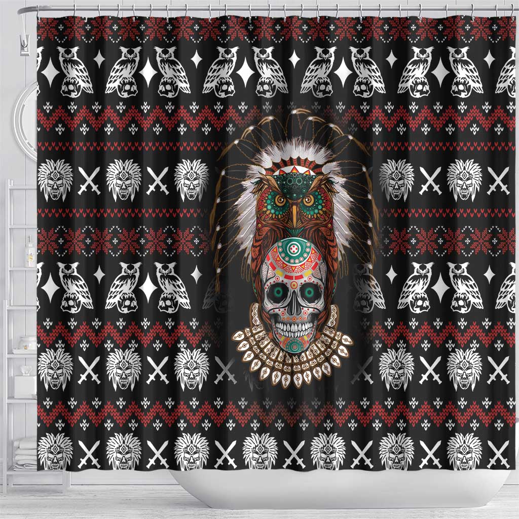 Warrior Of Indian Skull Shower Curtain Native American