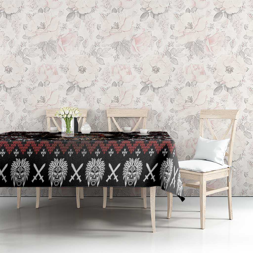 Warrior Of Indian Skull Tablecloth Native American - Wonder Print Shop