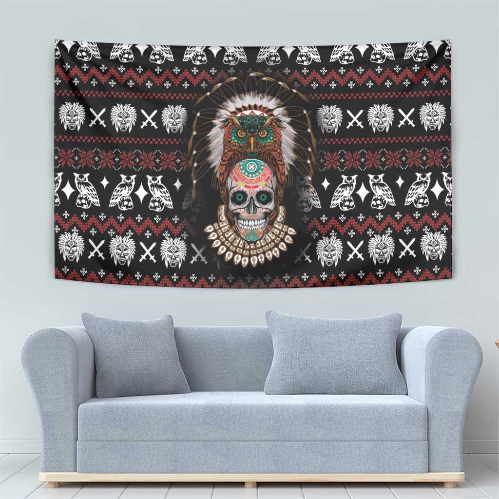 Warrior Of Indian Skull Tapestry Native American - Wonder Print Shop