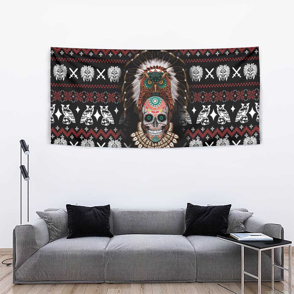 Warrior Of Indian Skull Tapestry Native American - Wonder Print Shop