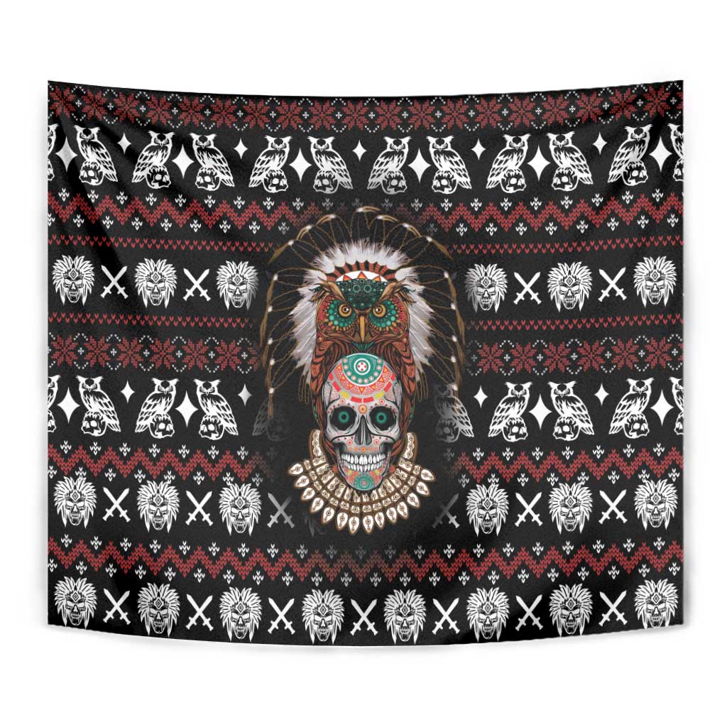 Warrior Of Indian Skull Tapestry Native American - Wonder Print Shop