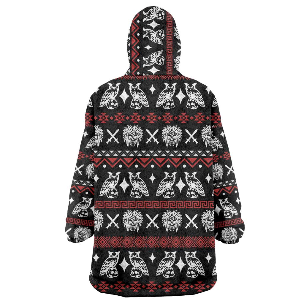 Warrior Of Indian Skull Wearable Blanket Hoodie Native American - Wonder Print Shop