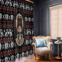 Warrior Of Indian Skull Window Curtain Native American - Wonder Print Shop