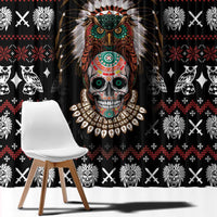 Warrior Of Indian Skull Window Curtain Native American - Wonder Print Shop