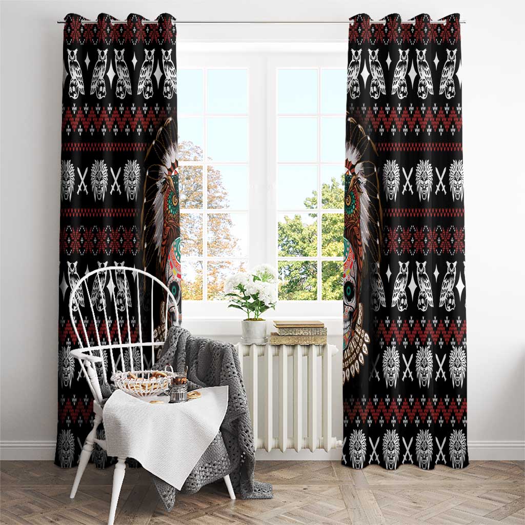 Warrior Of Indian Skull Window Curtain Native American - Wonder Print Shop