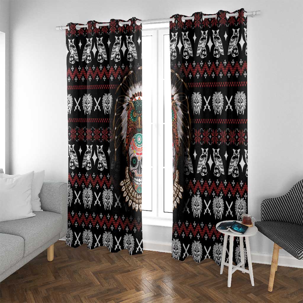 Warrior Of Indian Skull Window Curtain Native American - Wonder Print Shop