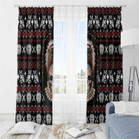 Warrior Of Indian Skull Window Curtain Native American - Wonder Print Shop