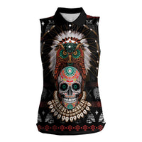 Warrior Of Indian Skull Women Sleeveless Polo Shirt Native American - Wonder Print Shop