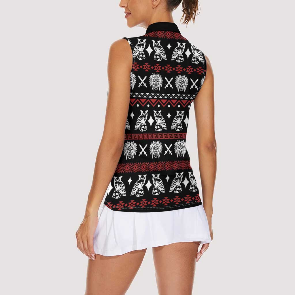 Warrior Of Indian Skull Women Sleeveless Polo Shirt Native American - Wonder Print Shop