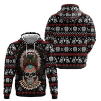 Warrior Of Indian Skull Zip Hoodie Native American - Wonder Print Shop