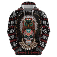 Warrior Of Indian Skull Zip Hoodie Native American - Wonder Print Shop