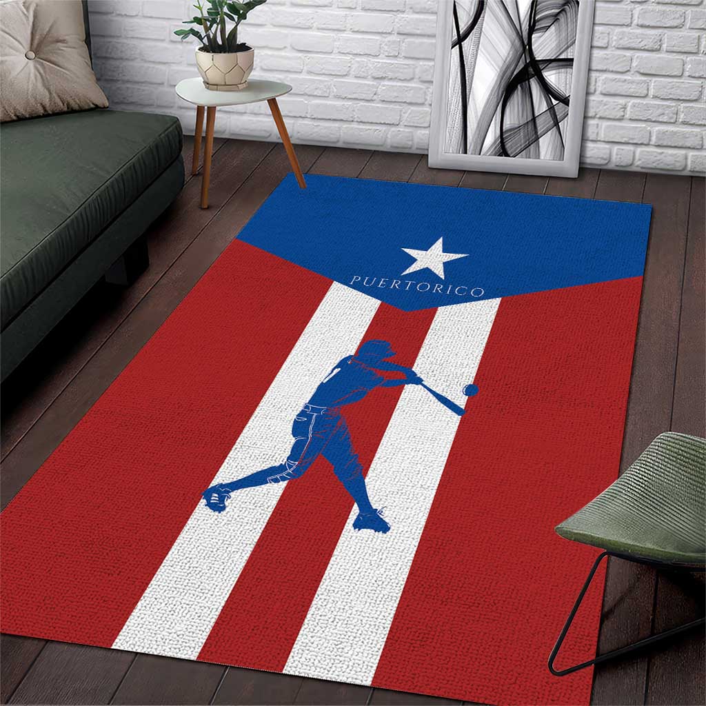 Puerto Rican Baseball Area Rug Boricua Flag Sports