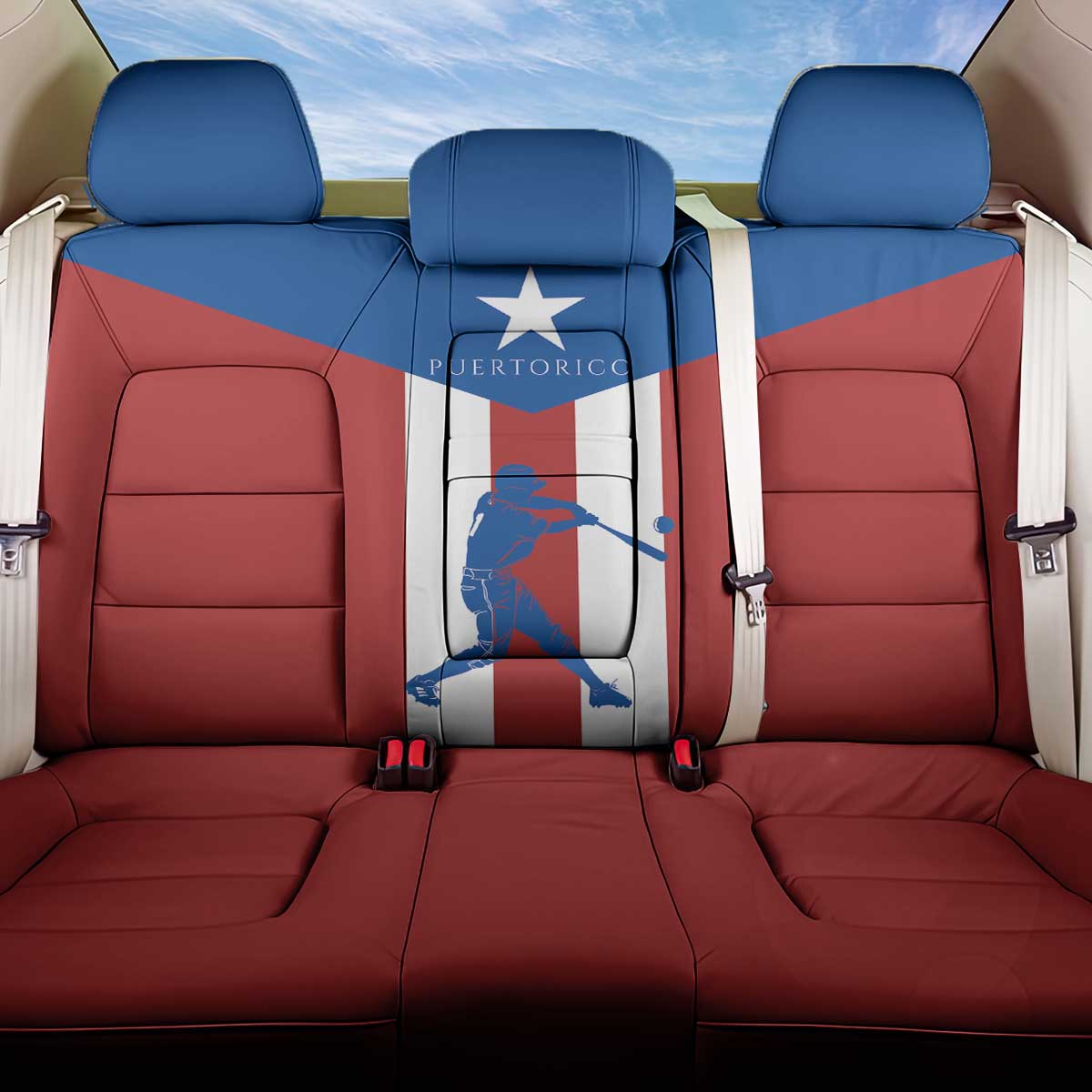 Puerto Rican Baseball Back Car Seat Cover Boricua Flag Sports