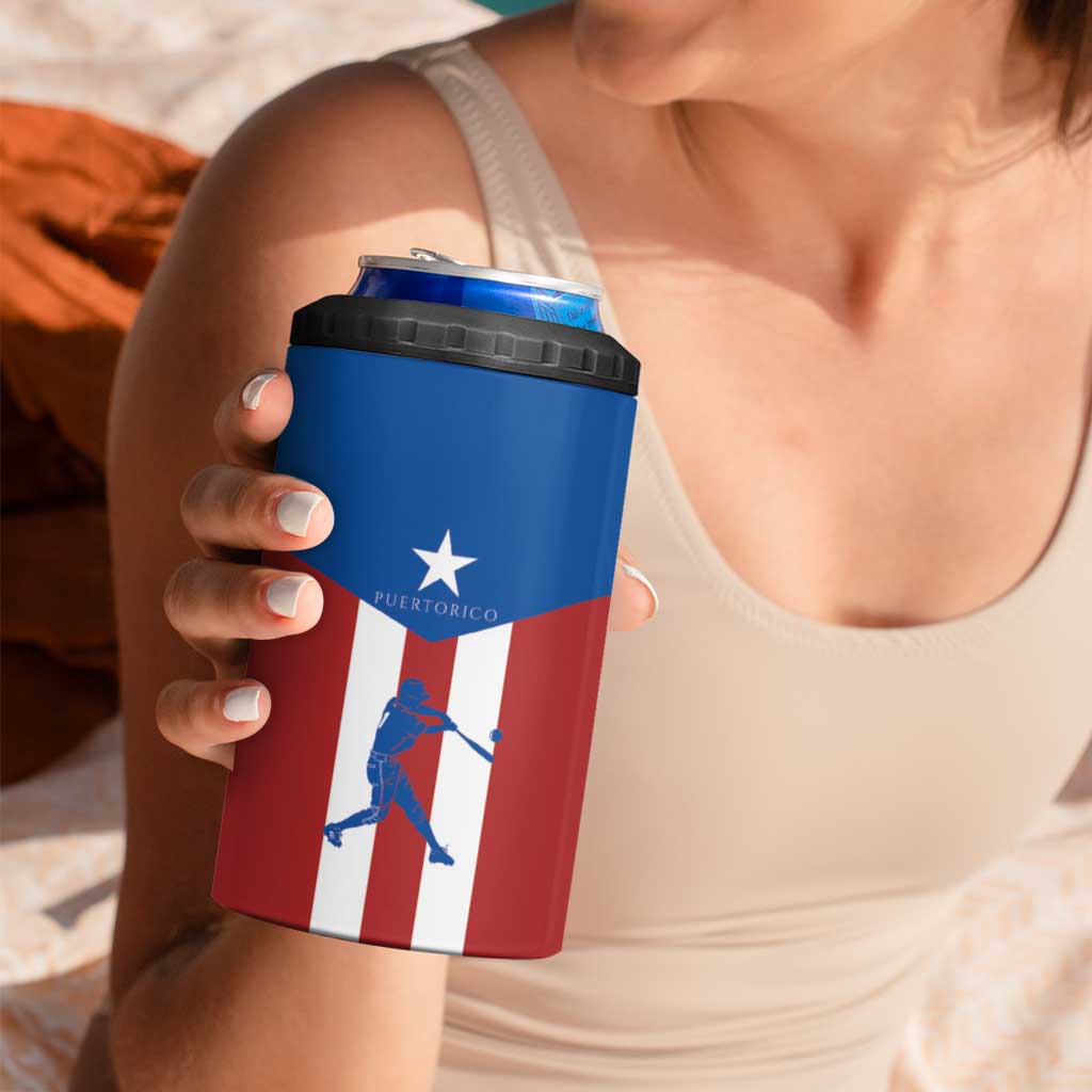 Puerto Rican Baseball 4 in 1 Can Cooler Tumbler Boricua Flag Sports