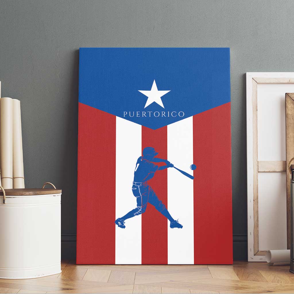 Puerto Rican Baseball Canvas Wall Art Boricua Flag Sports