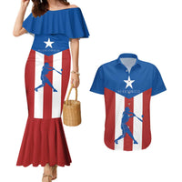 Puerto Rican Baseball Couples Matching Mermaid Dress and Hawaiian Shirt Boricua Flag Sports