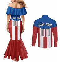 Puerto Rican Baseball Couples Matching Mermaid Dress and Long Sleeve Button Shirt Boricua Flag Sports