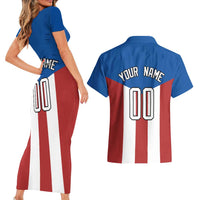 Puerto Rican Baseball Couples Matching Short Sleeve Bodycon Dress and Hawaiian Shirt Boricua Flag Sports