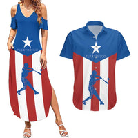Puerto Rican Baseball Couples Matching Summer Maxi Dress and Hawaiian Shirt Boricua Flag Sports