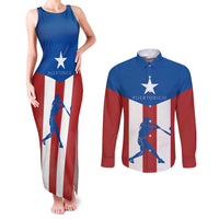 Puerto Rican Baseball Couples Matching Tank Maxi Dress and Long Sleeve Button Shirt Boricua Flag Sports