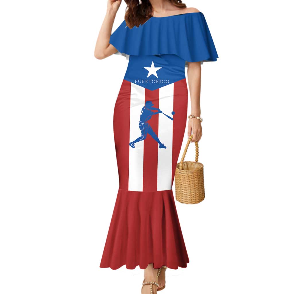 Puerto Rican Baseball Family Matching Mermaid Dress and Hawaiian Shirt Boricua Flag Sports