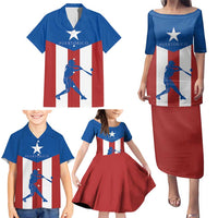 Puerto Rican Baseball Family Matching Puletasi and Hawaiian Shirt Boricua Flag Sports