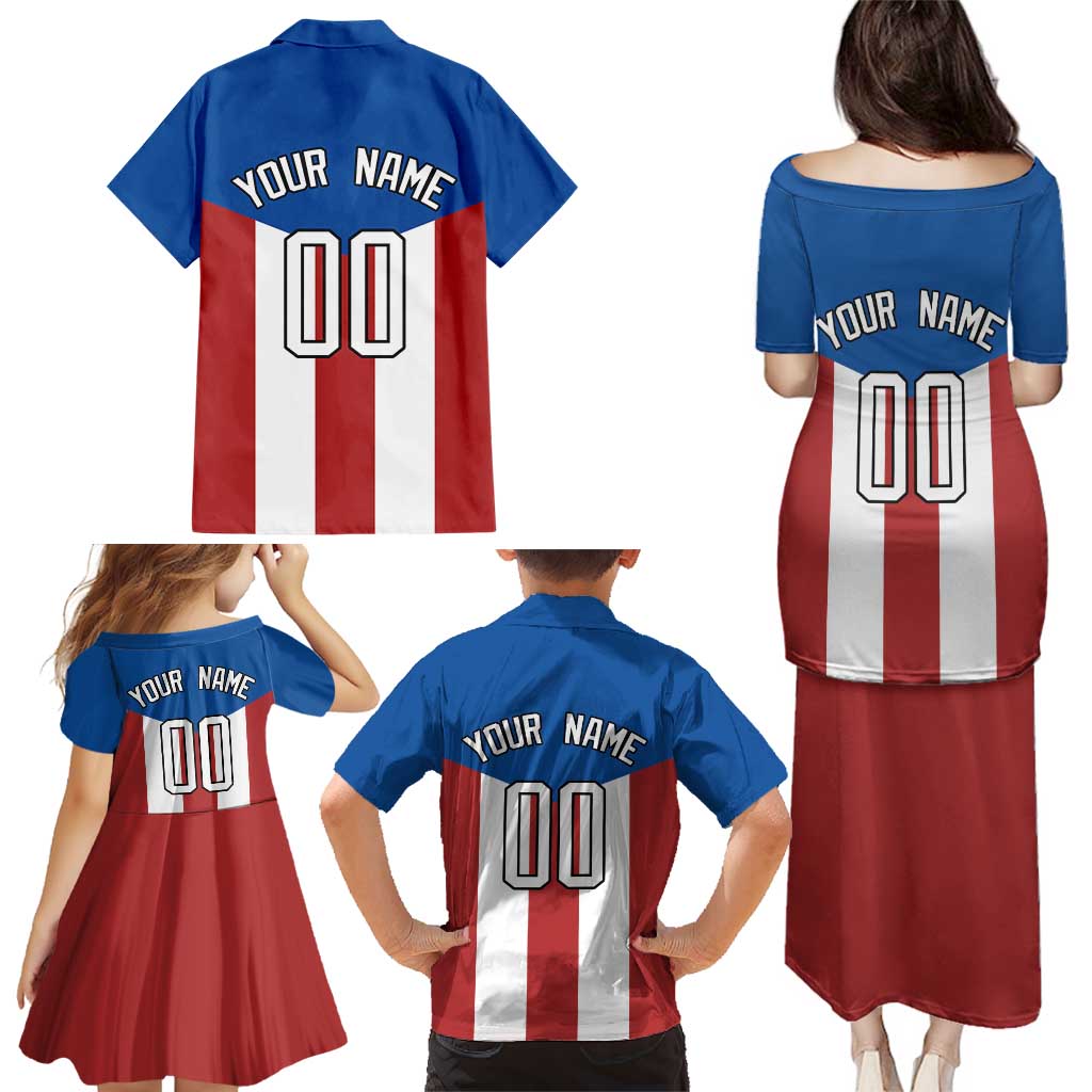 Puerto Rican Baseball Family Matching Puletasi and Hawaiian Shirt Boricua Flag Sports