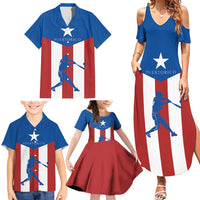 Puerto Rican Baseball Family Matching Summer Maxi Dress and Hawaiian Shirt Boricua Flag Sports