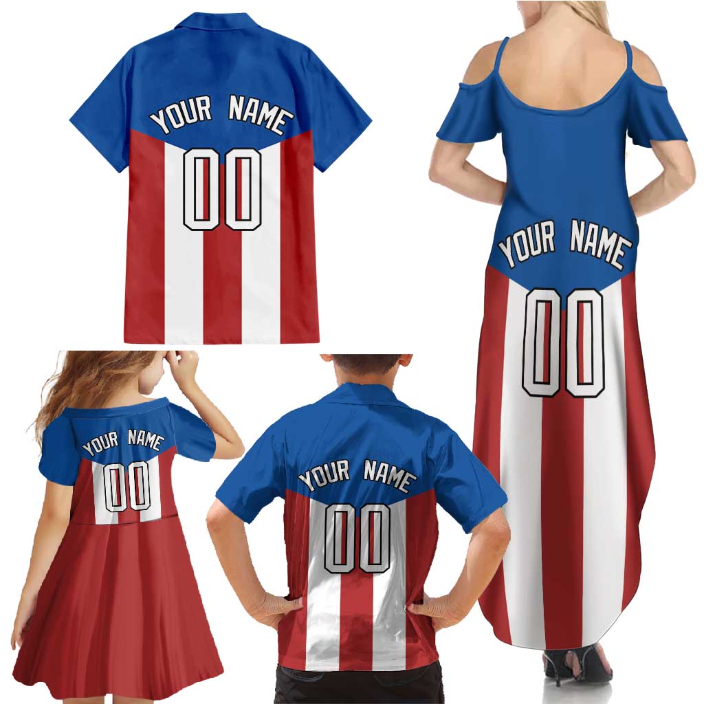 Puerto Rican Baseball Family Matching Summer Maxi Dress and Hawaiian Shirt Boricua Flag Sports