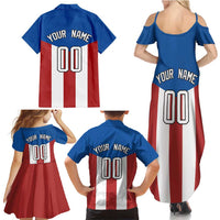Puerto Rican Baseball Family Matching Summer Maxi Dress and Hawaiian Shirt Boricua Flag Sports