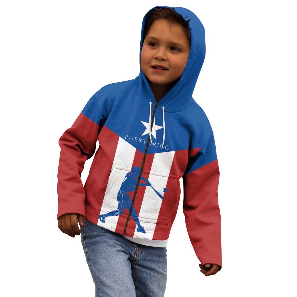 Puerto Rican Baseball Kid Hoodie Boricua Flag Sports