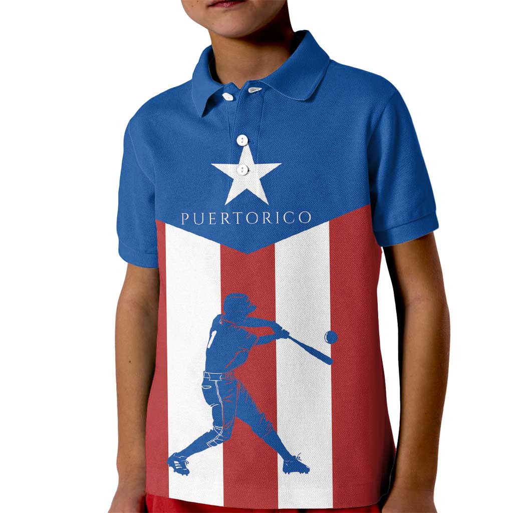 Puerto Rican Baseball Kid Polo Shirt Boricua Flag Sports
