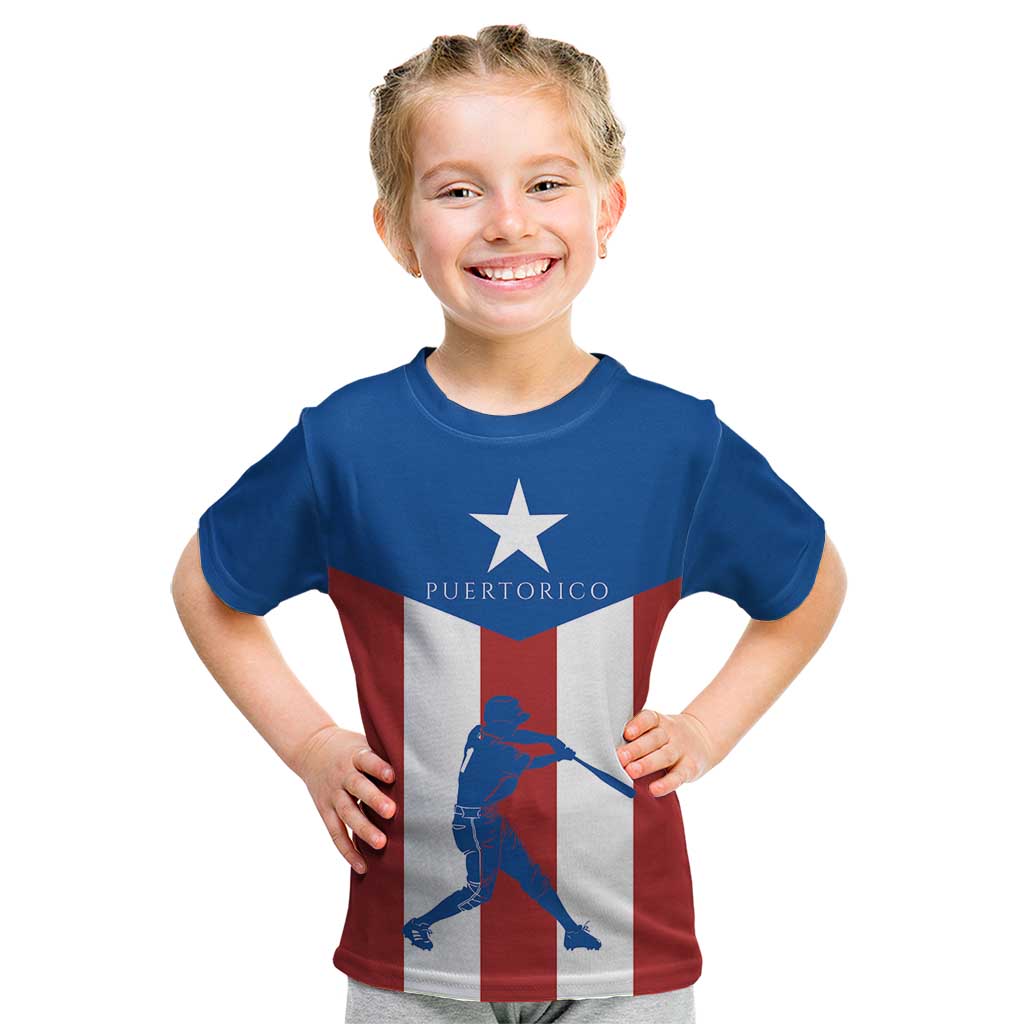 Puerto Rican Baseball Kid T Shirt Boricua Flag Sports