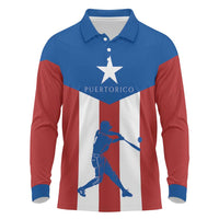 Puerto Rican Baseball Long Sleeve Polo Shirt Boricua Flag Sports