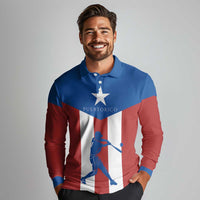 Puerto Rican Baseball Long Sleeve Polo Shirt Boricua Flag Sports