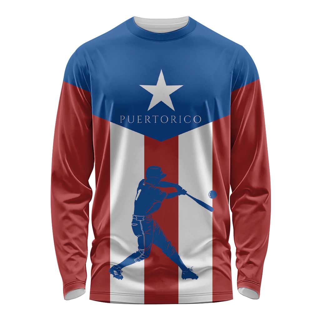 Puerto Rican Baseball Long Sleeve Shirt Boricua Flag Sports