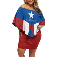 Puerto Rican Baseball Off Shoulder Short Dress Boricua Flag Sports