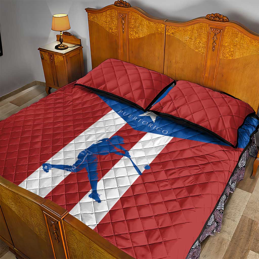 Puerto Rican Baseball Quilt Bed Set Boricua Flag Sports