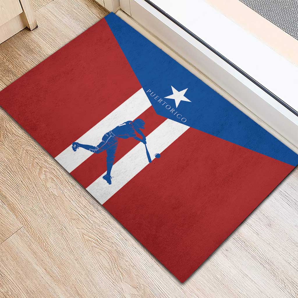Puerto Rican Baseball Rubber Doormat Boricua Flag Sports