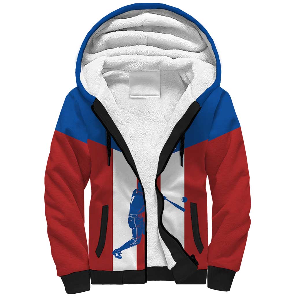 Puerto Rican Baseball Sherpa Hoodie Boricua Flag Sports