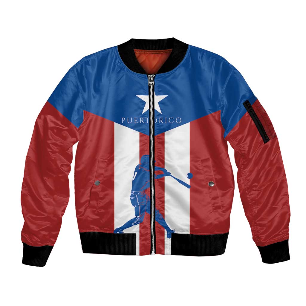 Puerto Rican Baseball Sleeve Zip Bomber Jacket Boricua Flag Sports
