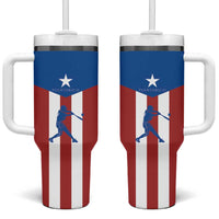 Puerto Rican Baseball Tumbler With Handle Boricua Flag Sports