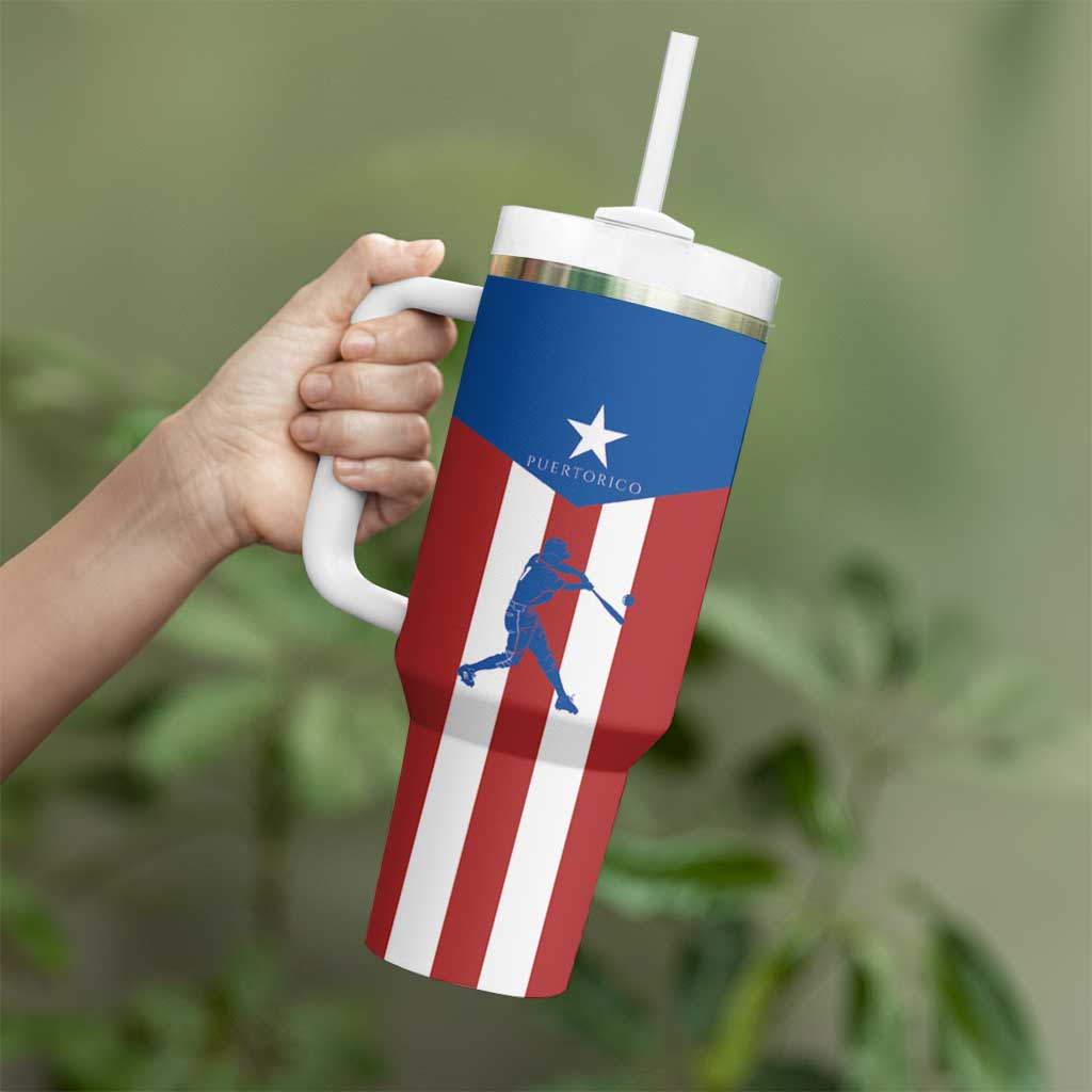 Puerto Rican Baseball Tumbler With Handle Boricua Flag Sports