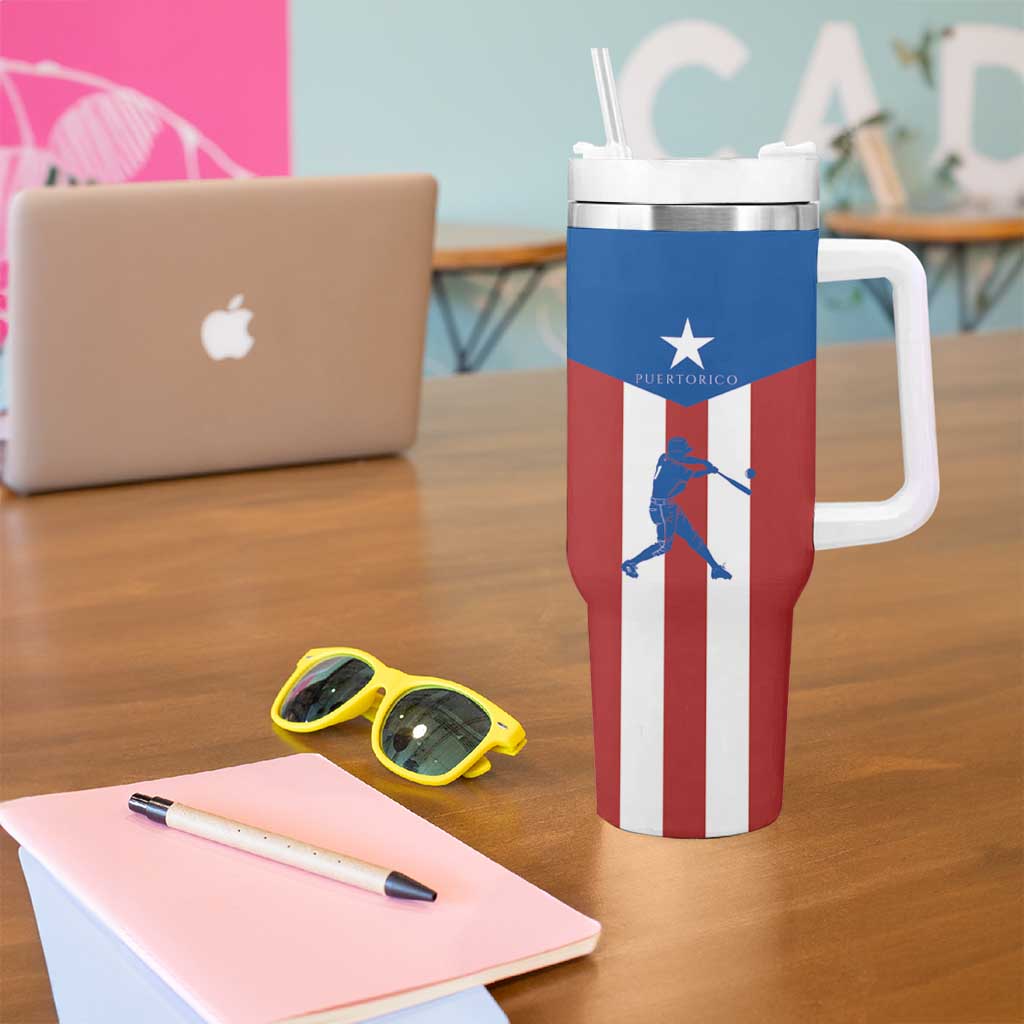 Puerto Rican Baseball Tumbler With Handle Boricua Flag Sports