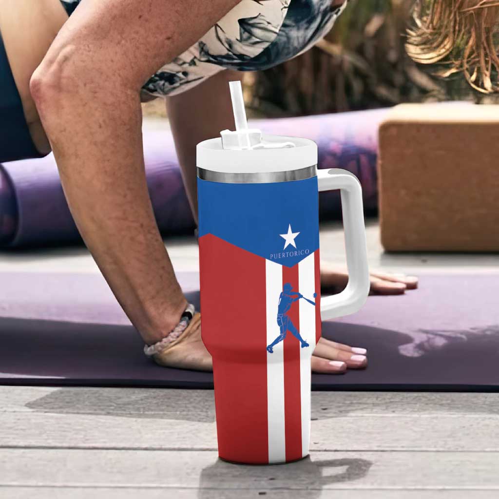 Puerto Rican Baseball Tumbler With Handle Boricua Flag Sports