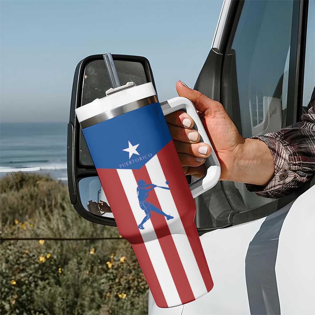 Puerto Rican Baseball Tumbler With Handle Boricua Flag Sports